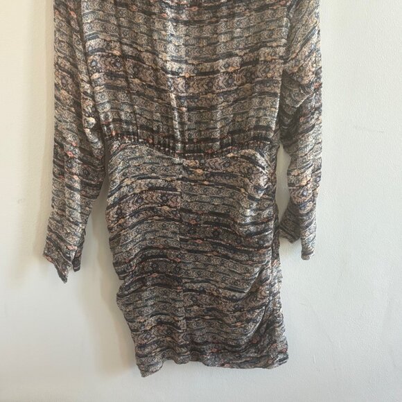 Isabel Marant Ellos Burnout Velvet Ikat Mini Dress NWOT Size 40 Blue Peach - Picture 8 of 9